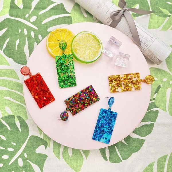 

match-right геометрических длинные акриловые серьги себе новый способ блестящей звезда большой серьга для женщин стильных ювелирных изделий, Silver