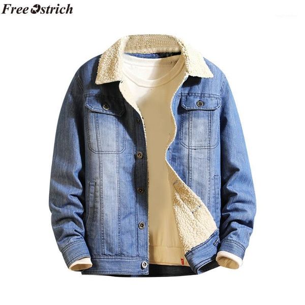 

ostrich men jacket 2020 mens fashion casual plus velvet cowboy loose button long sleeve keep warm coat,men's jackets1, Black;brown