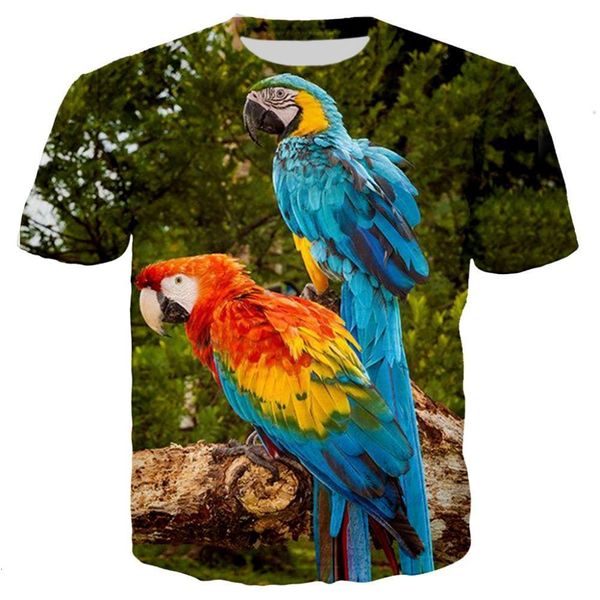 

2021summer new parrot t shirt men flower tshirt hip hop tee 3d print t-shirt cool men women clothing casual sweatshirt tees, White;black