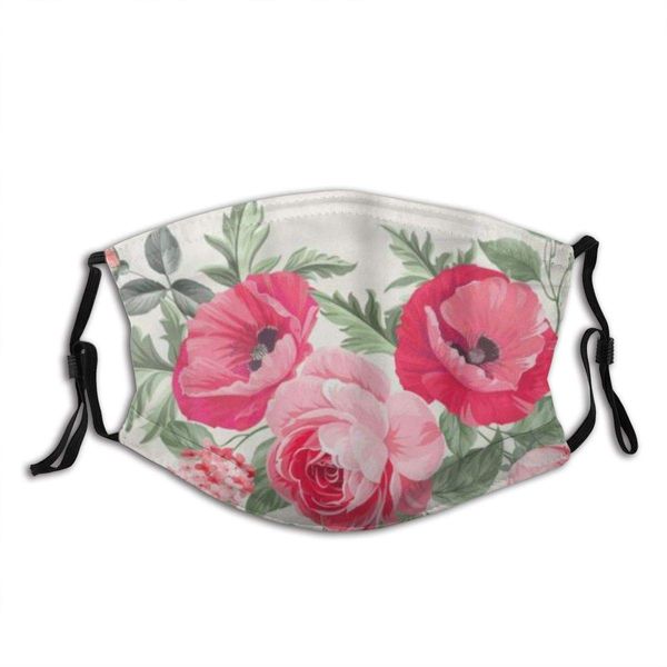 

poppies flower floral botany pastel windproof anti pollution face shields scarf washable and reusable headbands headwear