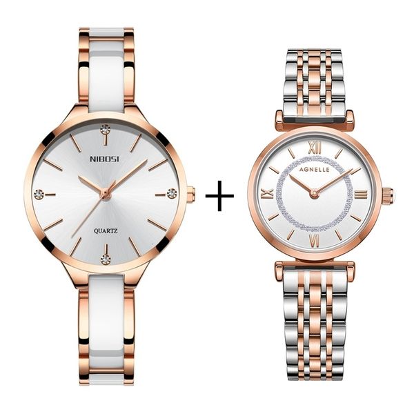 

nibosi fashion women watches rose gold ladies bracelet watches reloj mujer 2021 new creative waterproof quartz watches for women y1220, Slivery;brown