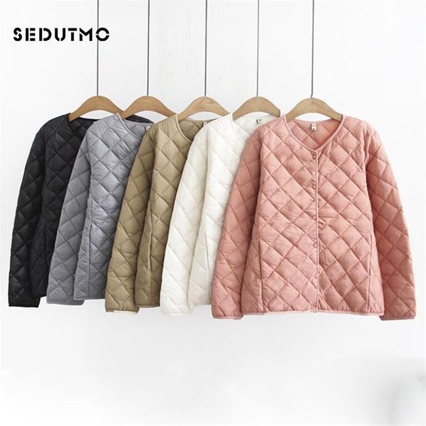 

sedutmo winter plus size jackets women ultra light short coat casual black puffer jacket autumn parkas lj201128