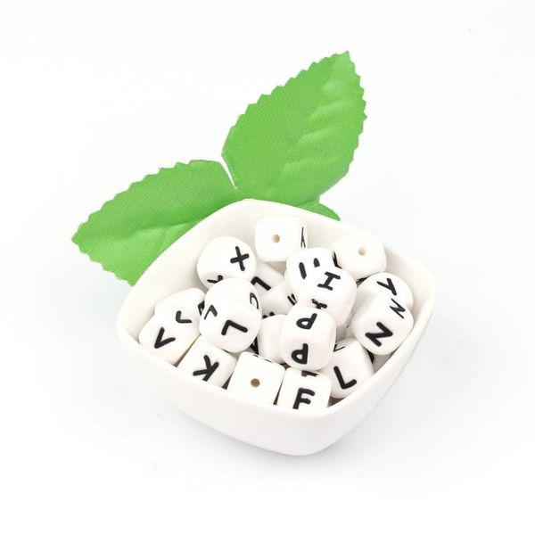 

tyry.hu 500pcs 12mm english alphabet letter bead diy baby teething beads teether toy name necklace grade silicone beads