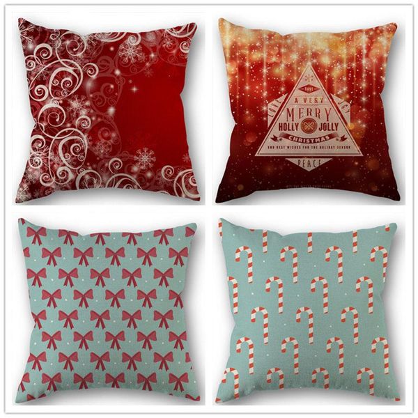 

pillow case custom christmas pattern cotton linen square zippered cover for office family diy your logo 45*45cm