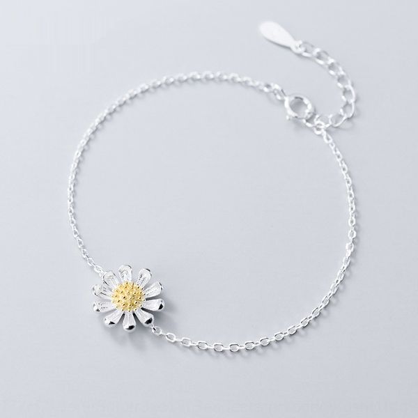 

eloge s925 silver bracelet female korean version fashionable small fresh bracelet jewelry flower sweet girl heart chrysanthemum jewelry s369, Golden;silver