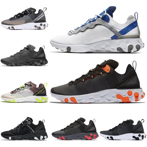 

men react element 55 87 women sports shoes total orange solar red metallic gold anthracite blue chill mens trainer designer ourdoor shoes