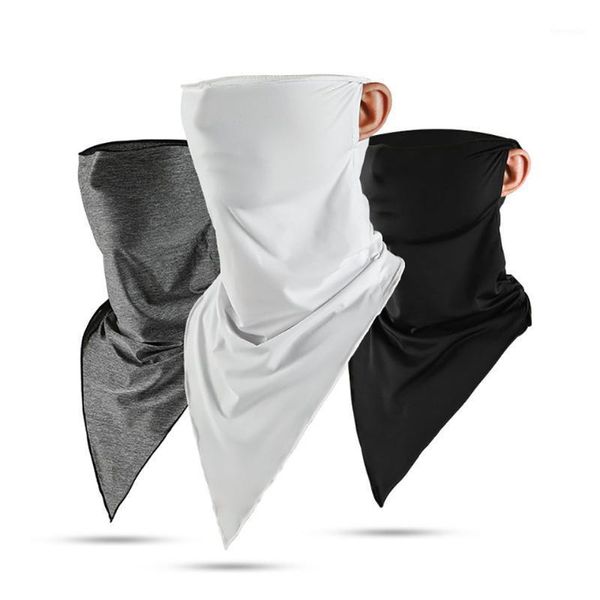 

summer fishing mask ice silk uv riding scarf sunscreen bandana breathable outdoor sports camping cycling triangle headband1, Black