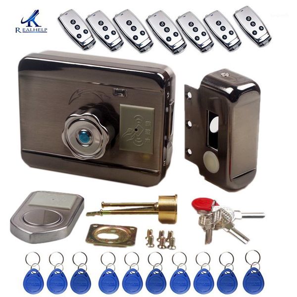 

no wire household access control electronic lock stainless steel door swipe card lock rfid id remote smart1