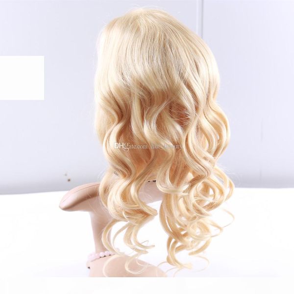 

blonde body wave front lace wigs #613 blonde brazilian virgin hair body wave full lace human hair glueless blonde wigs, Black;brown