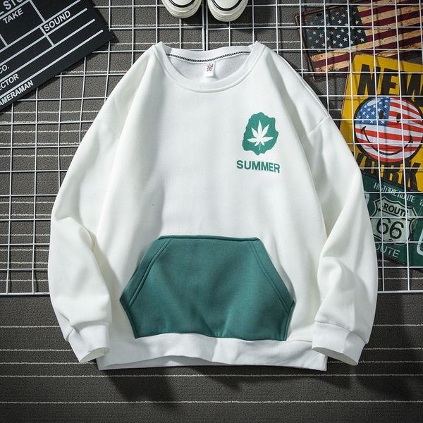 

2021 new leaf print hoodies men patchwork school women hooded sweatshirts casual sportswear 383p, Black