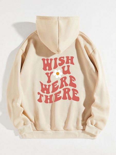 

slogan graphic kangaroo pocket thermal drawstring hoodie z3ur#, White;black