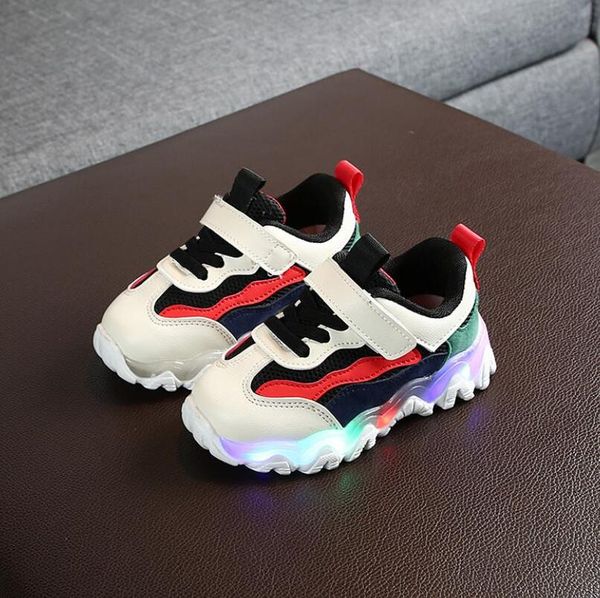 

child sport shoes spring luminous fashion breathable kids boys net shoes girls sneakers with light running shoes bbywtq bdetoys, Black
