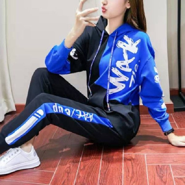 

casual sports suit women's autumn 2019 new loose korean style spring and sweater sweaterautumn fashion long sleeve sweater two-piece se, Gray
