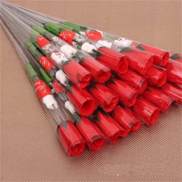 

single red roses simulation flower transparent packaging cute bear love heart flowers valentine day decorate supplies 0 48tn g2