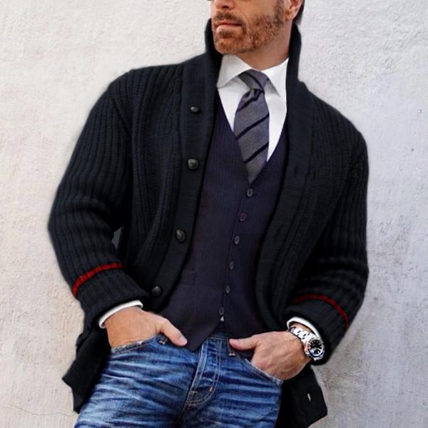 

men's sweaters solid color cardigan stand collar single breasted t-shirt for men, White;black