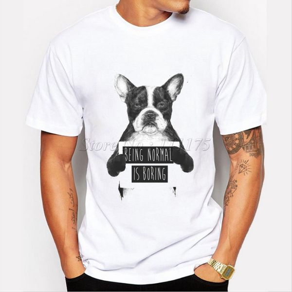 

new cute dog printed fashion men's t shirt hipster cool being normal is boring design short sleeve tees sport hooded sweatshirt hoodie
