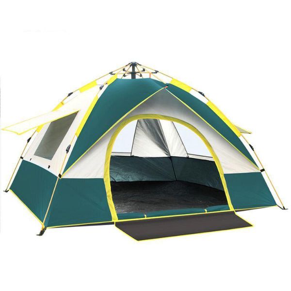 

tents and shelters outdoor automatic multi-person double deck 2-4 family camping rainproof uv quick opening tent