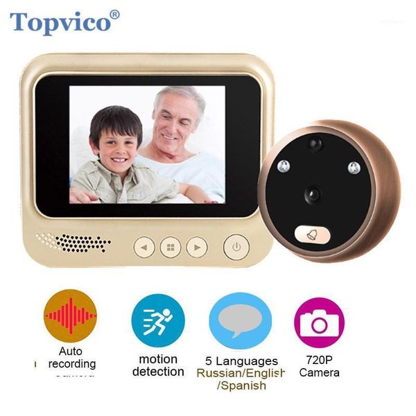 

ico video peephole door viewer motion detection electronic ring doorbell camera video-eye security auto p li-battery1
