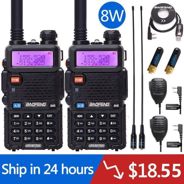 2 шт. Baofeng UV-5R 8W Высокий мощный 10 км VHF / УВЧ Двухсторонний Radio Walkie Talkie Portable Radio Pofung UV5R для Hunting1