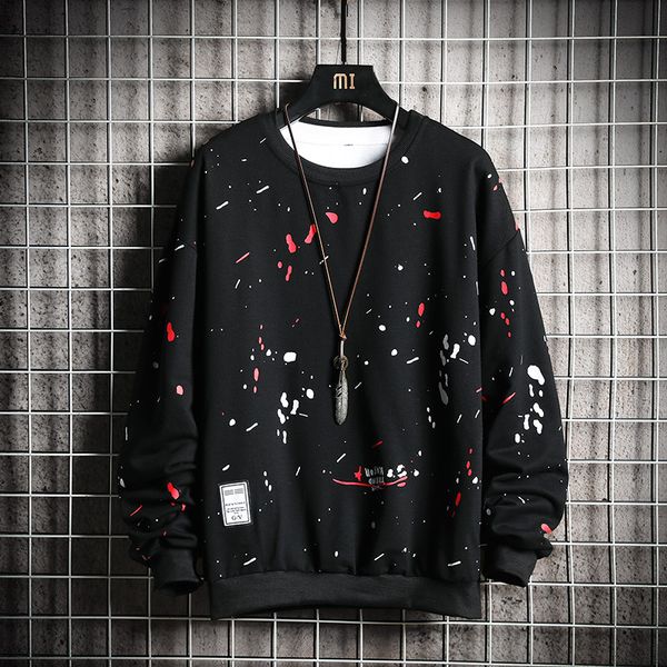 

crewneck sweatshirt men graffiti print hip hop harajuku japanese streetwear black hoodie men sweatshirt male hoodies kg-203