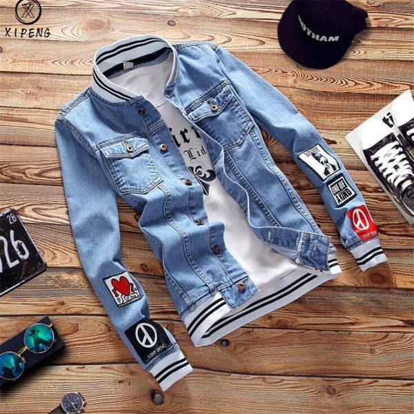 

new fashion male pilot denim jacket mens jackets casual bomber baseball clothing men brand jean jacket and coats spring autumn x1025, Black;brown
