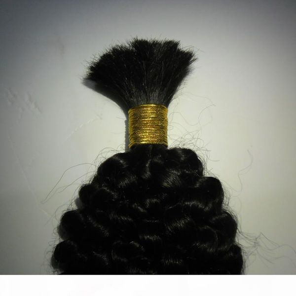 

natural mongolian afro kinky bulk hair 100g kinky afro hair bulk human hair for braiding bulk no attachment kinky curly, Black