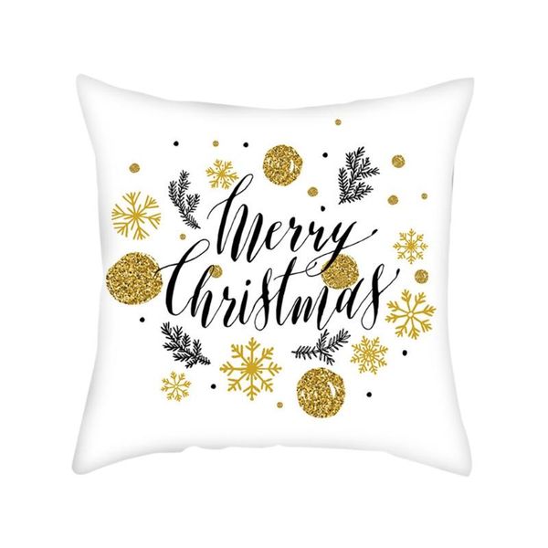 

2021 christmas ornament xmas pillow cover 45x45cm gold merry christmas pillow cases nordic chair sofa cushion cover home decor