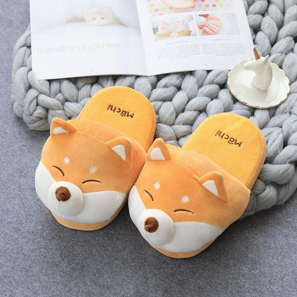 

slippers men plush funny animal home slides soft cartoon dog couple indoor warm cotton shoes non-slip 1, Black