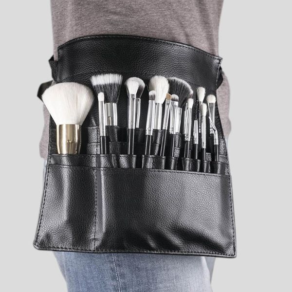

20 pockets holder with belt storage organizer portable waist artist tool synthetic pu professional makeup brush bag accessories