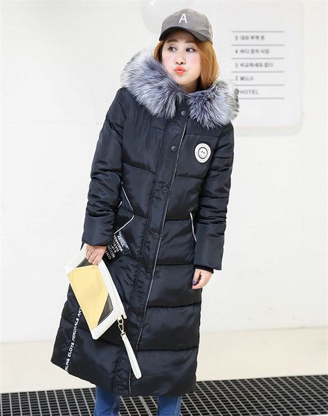 

2021 new parkas warm winter female fur long black cotton parka thick coats plus size wxf640 coat qp1a
