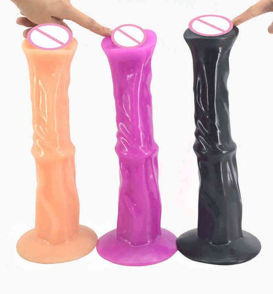 Nxy Dildos Faik-13,8-дюймовый жгут, вдавливая дилдо, присоска, рифленое красное вино, прозрачный, женский секс Toy1213