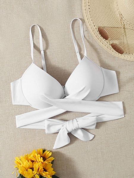 

plus plain wrap push up bikini p8zo#, Black