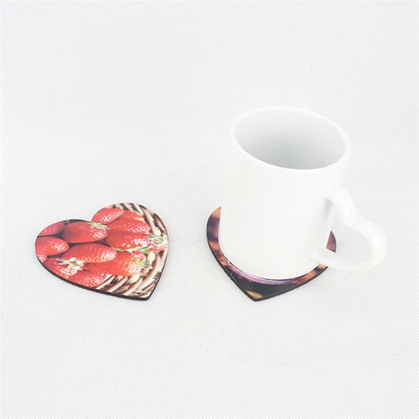 

sublimation heart shape valentines day thick wooden diy gift cup mat customized desk decoration cup pad for coffee mug water bottle fy4401