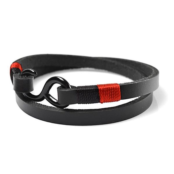 

new woven black hook bracelet nautical navy leather bracelet multi-layer men's bracelet n jllawv