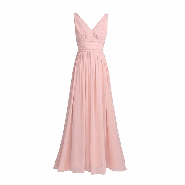 

v neck long bridesmaids dresses party formal occasion evening gowns, White;pink
