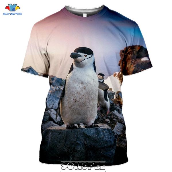 

animal birds penguin print 3d print shirts horror kawaii plus size men clothing