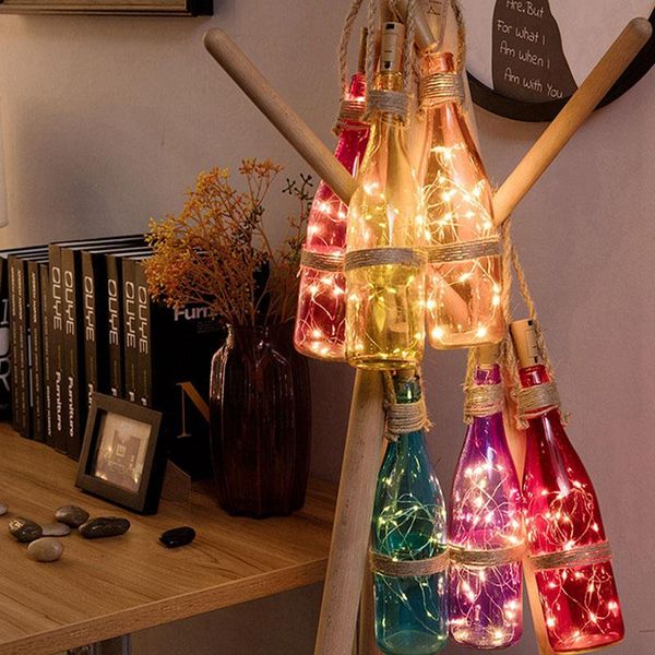 

батарея приведено бутылки свет гирлянда вина с пробкой 2м 20 led медного провода красочный фея свет строка для партии свадьба декор кпт wmtq