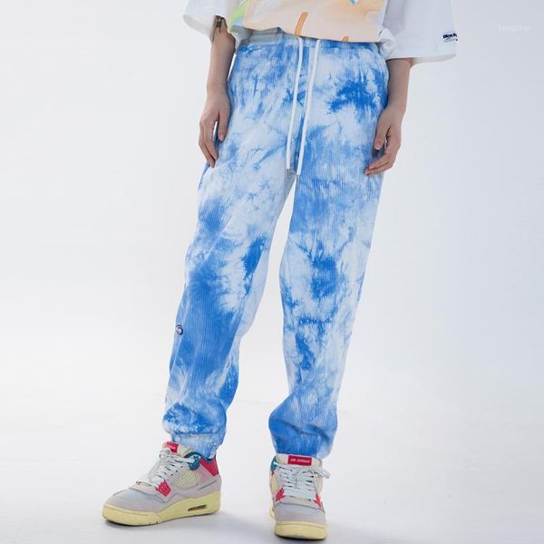 

2021 spring high street tie dye print sweatpants men elastic waist casual jogger trouser hip hop rock hipster pants streetwear1, Black
