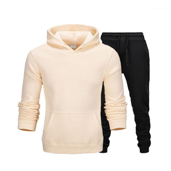 

tracksuit men fashion men hoodies suits brand tracksuit sweatshirts sweatpants autumn winter fleece hooded pullover1, Black
