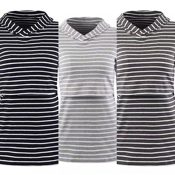 

straight 2019 «сек капюшоном свободно вскармливание длинным рукавом straight 2019» s полосатые беременных женщин полосатый с капюшоном свобо, Black