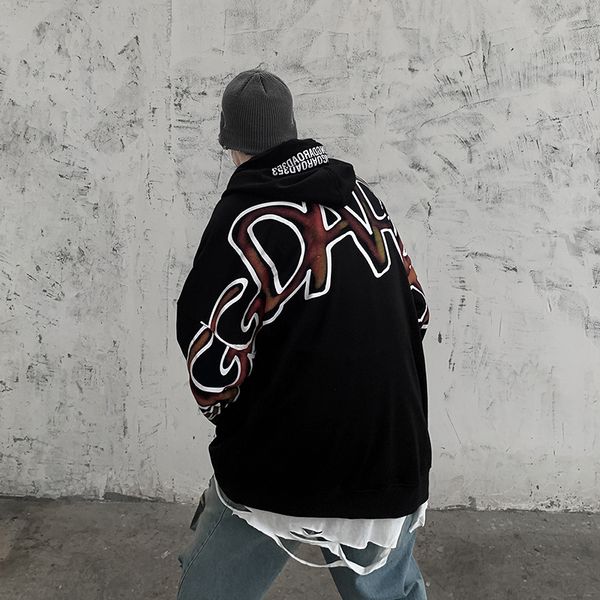 

2021 spring autumn skateboard casual new men's hip hop hoodies sweatshirts streetwear one piece brand black white fashion clothe opnm