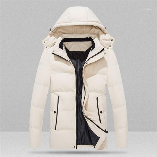 

designer down winter warm loose hooded zipper thicked padded jacket hat detachable men casual coats 8xl plus size mens, Black