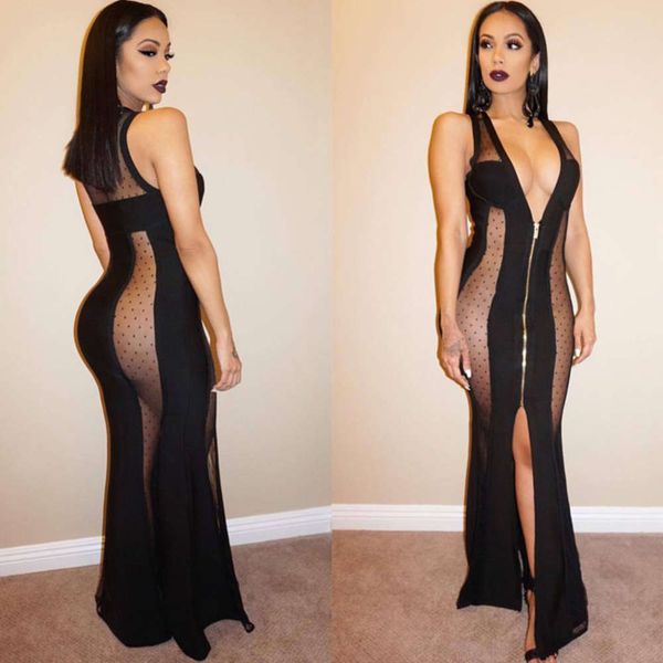 

women's mh splicing sleevels new deep v drs, Black;gray