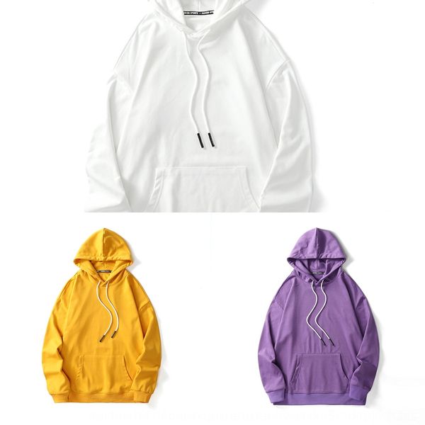 

solid color hooded looseshoulder cotton sweater men's couple coat pullover pulloversweater pullover customized group class clothes lyua, Black