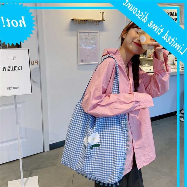 

03131 fresh literature and art shoulder 2020 new niche cute hair ball portable canvas bag student