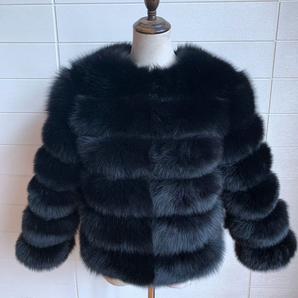 

2020 new real fox fur coat women winter thick fur jacket short fur coat wholesale genuine fox short sleevex1019, Black