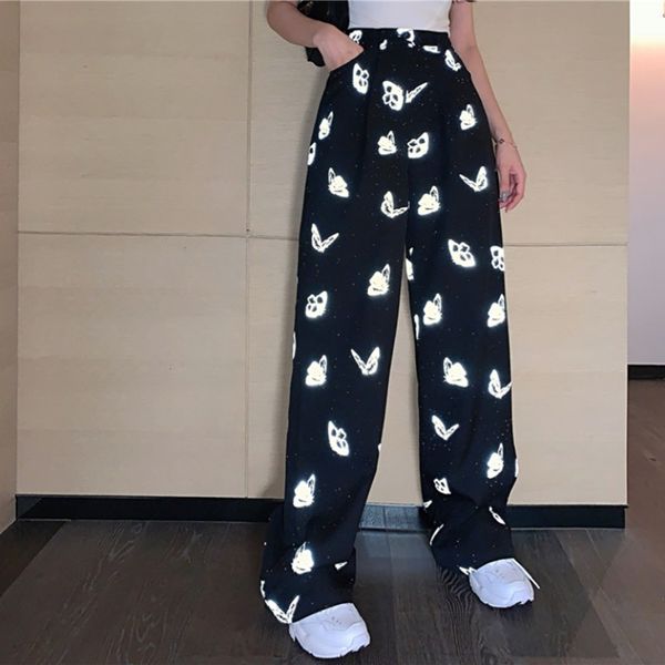 

2021 new new summer released causal wide leg femme pants high waist eaz4, Black;white