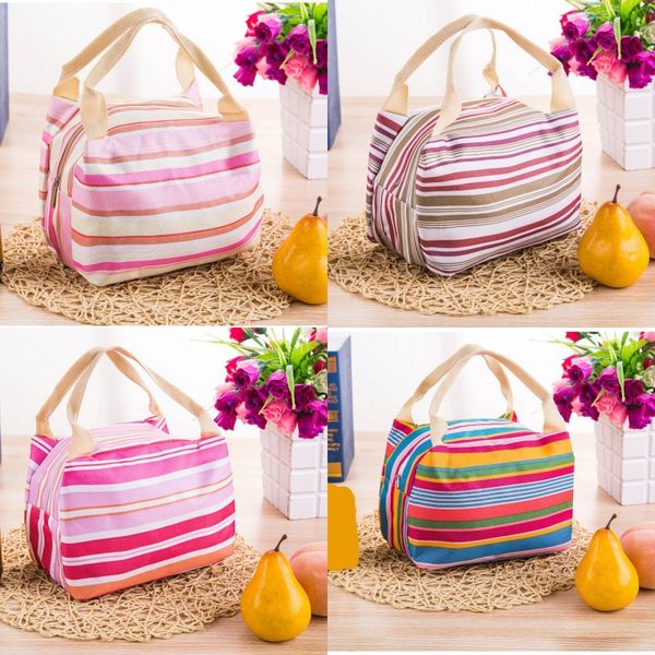 

storage bags stripe printed food heat preservation bag thermal insulated boxbento bags lunch box storage bags 107 n2