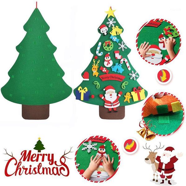 

kids diy felt christmas tree with ornaments children new year gifts for christmas 2020 door wall hanging decoration1
