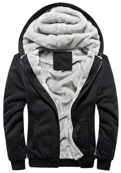 

autumn winter thicken warm hoodie jacket man solid sportwear trackwear grey black red fleece casual daily dress